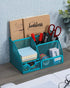 EasyPAG Desk Organizer, Blue - Mesh Desktop Caddy with 6 Compartments and 1 Drawer for Office, Home, School