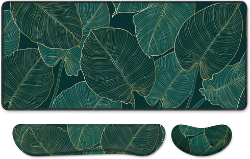 Large Mouse Pad with Wrist Support Set of 3, Ergonomic Memory Foam Keyboard Wrist Rest + XXL Extended Gaming Pad