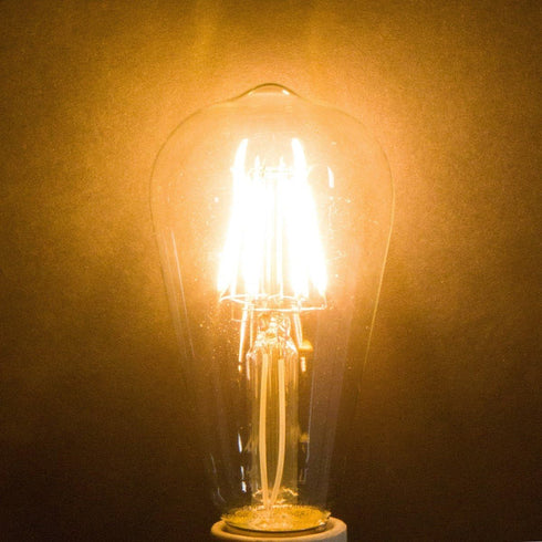 ST21 (ST64) Bulbs (6 Pack) 6W Dimmable 60W E26 2700K Simba Lighting LED Edison Vintage Filament Light Equivalent Clear