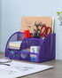EasyPAG Mesh Office Desktop Organizer with Drawer, Metal Stationary Desk Caddy, 6 Compartments, Purple