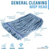 KLEEN HANDLER Heavy Duty Commercial Mop Replacement - Wet Industrial Blue Cotton Looped End String Head Refill (Pack of