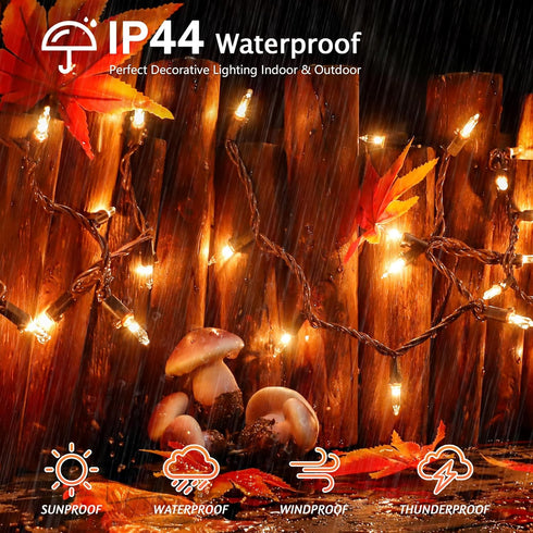 13FT 50 Clear Christmas Lights Outdoor, UL Approved Mini Lights with Brown Wire for Indoor Outdoor Tree Patio Garden