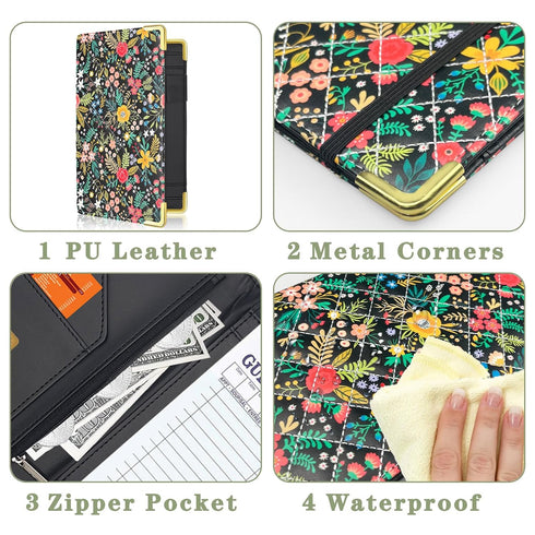 UntilPlan Server Book, Waitress Book with Zipper Pocketsm, Money Server Books, Cash Check Bill Receipt Holder Presenter