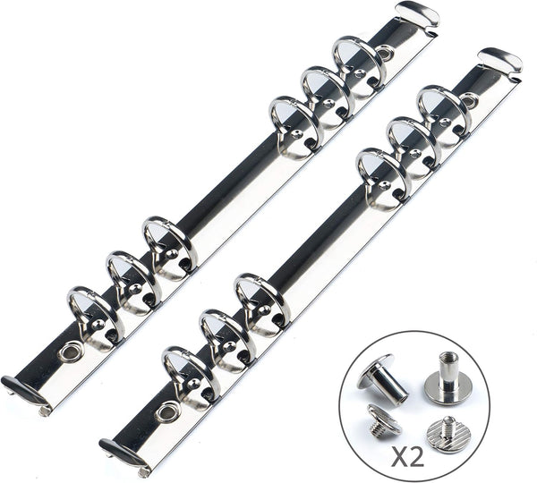 Moterm 2 Pieces Replacement Kit for 6-Hole Ring Binder Mechanisms, A5 Size, Silver Color, 19mm