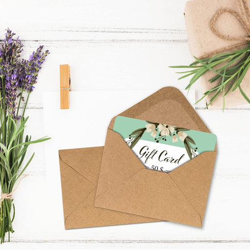 Gift Card Envelopes, 100 Count Mini Kraft Paper Business Card Envelopes, Tiny Envelope Pockets for Small Note Cards