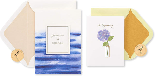 Papyrus Sympathy Cards with Envelopes - Vase and Peace Design (2-Count)