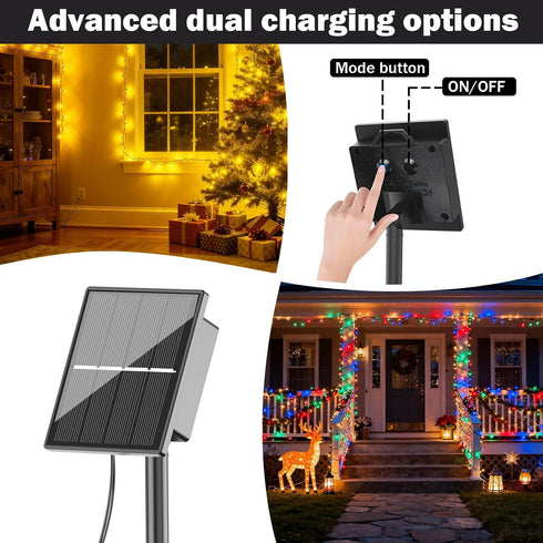 4 Pack 10M 400LED 8 IP65 Solar Christmas Lights Outdoor, Total Solar String Lights for Outside, Modes Waterproof