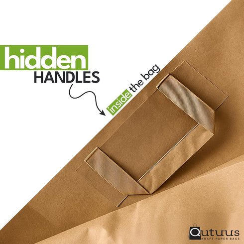 12x7x17 inches 25pcs Qutuus Large Brown Paper Bags with Handles - Brown Paper Grocery Bags with Handles Bulk, Large