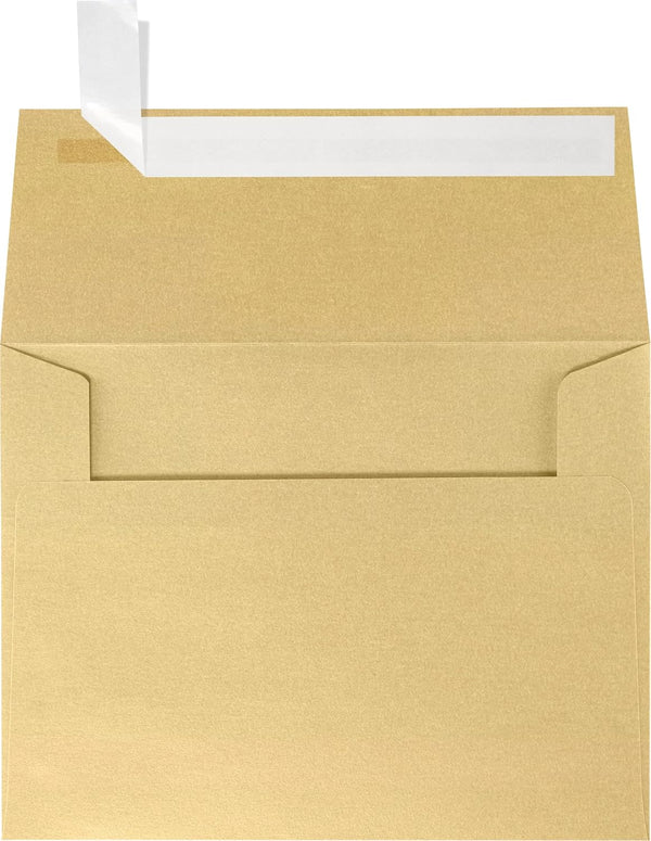 LUXPaper A2 Invitation Envelopes, Peel & Press, 4 3/8" x 5 3/4", Blonde Gold Metallic, 50 Qty