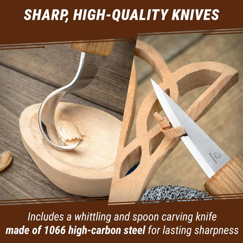DIY04 Set BeaverCraft Wood Spoon Carving Kit for Beginners - Whittling Includes Spoon Carving Tools, Sloyd Whittling