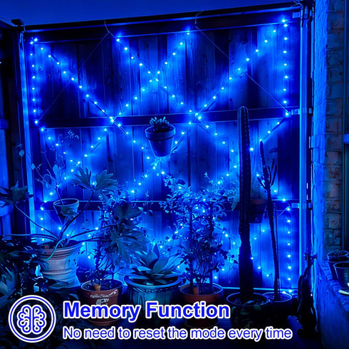 4 Pack 33ft 100 8 QITONG Solar Fairy Lights, Each LED Blue Christmas String Light Outdoor Waterproof, Modes Silver Wire