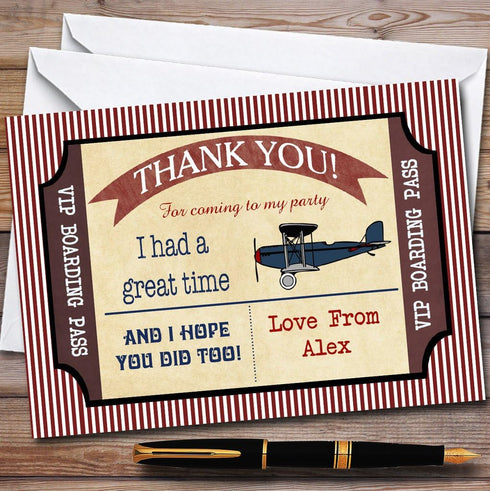 The Card Zoo Red Boarding Pass Plane Party Thank You Cards