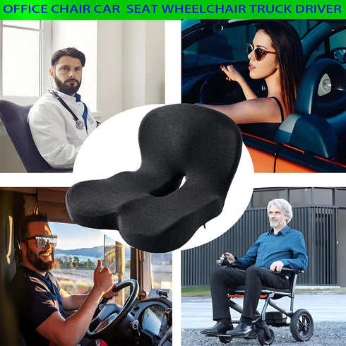 Nextexplore Tailbone Memory Foam L-Shaped Integrated Seat Cushion for Office Chair, Truck&Car Ergonomic Driver Seat