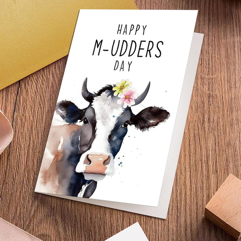 Oamiolek Funny Mother's Day Card for Her, Cute Dairy Cow Mother's Day Card, Punny Mothers Day Card Gift for Mom Sister