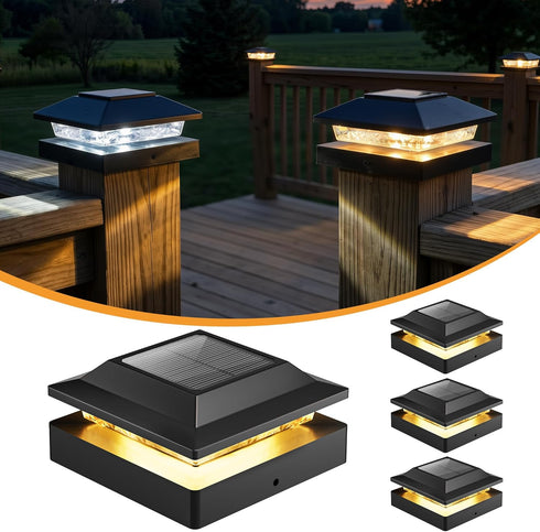 Brightown Solar Post Cap Lights Outdoor 4-Pack, Waterproof Fence Post Solar Lights