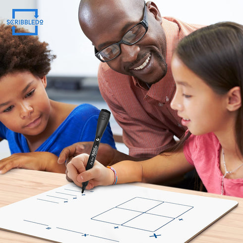 SCRIBBLEDO Dry Erase Ten Frame Area Model Board 9" x 12", Double Sided for Kids Math Practice