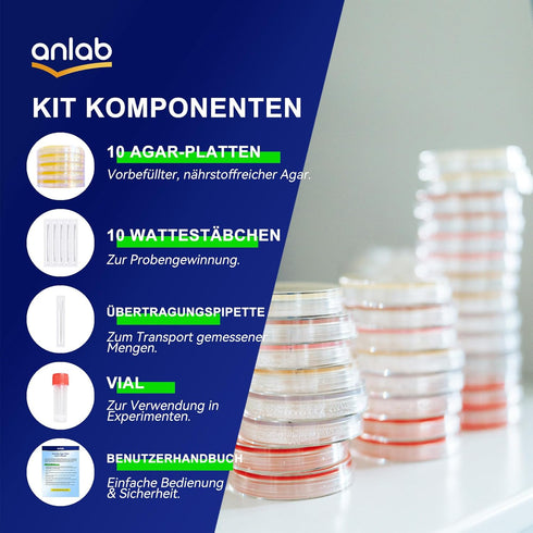 10) Nutrient Agar Petri Dishes Science Project Kit | Pre-Poured Agar Plates and Cotton Swabs for Science Experiments |