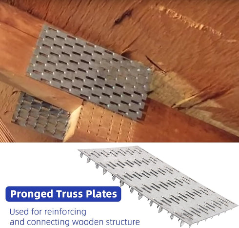 20 Pack 6x4 inch Pronged Truss Plates with 8mm Nail Teeth, Galvanized Steel Flat Mending Plates for Timber Roofing