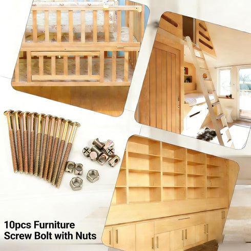 Estink 10pcs M6 Furniture Screws and Barrel Nuts, Hex Socket Head Bolts, Fastener Kit for Crib, Bed, Cot and Wood