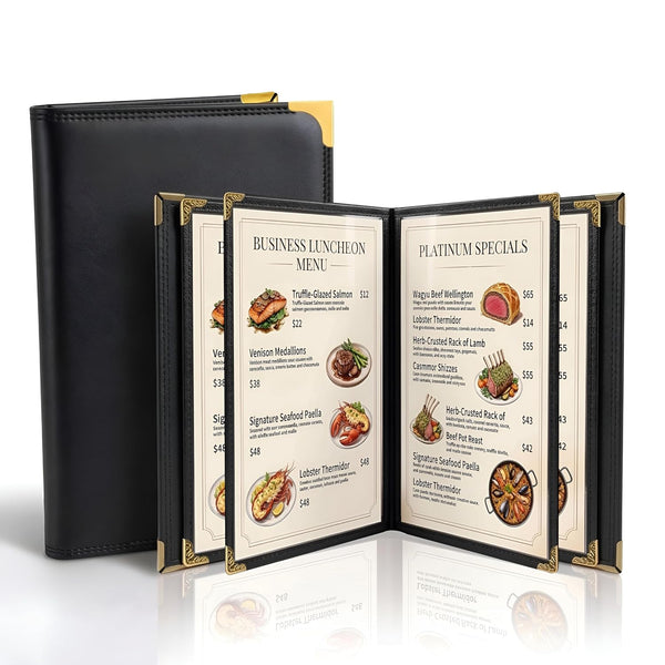 Restaurant Menu Covers 8.5 x 11 2 Pack Menu Holder, 4 Page
