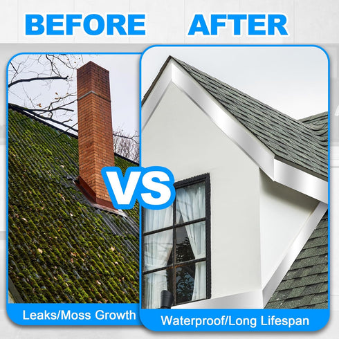 (8" 50') Aluminum Roof Flashing Roll - Sealing Windows, Doors, Siding & Roofing Ideal for Moss & Mildew Prevention x