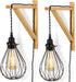 Set 2 Rustic State Palma Wall Mount Wood Triangle Sconce Bracket for Plug in Hanging Pendant Light Lamp Cord Kit