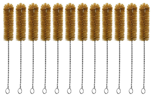 EISCO 12PK Bristle Cleaning Brushes, 9.25", Twisted Stainless Steel Wire Handle, Ideal for Tubes, Bottles, Jars