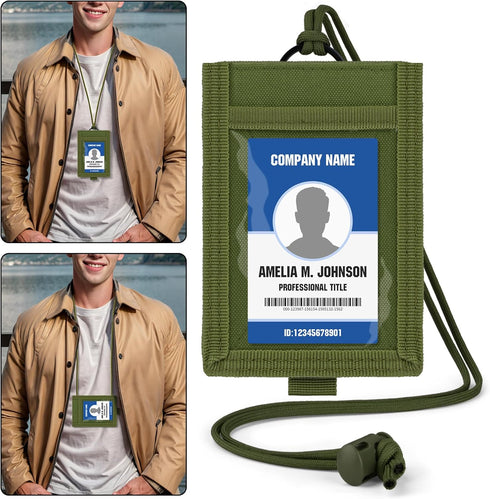 IronSeals Tactical ID Card Holder Detachable Hook & Loop Badge Holder with Key Ring and Adjustable Neck Lanyard