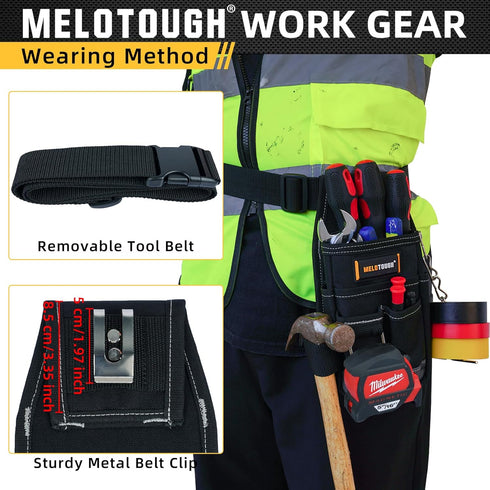 MELOTOUGH Pocket Tool Pouch, Mini Tool Organizer Pouch with Belt Clip for Electrician, Carpenter, and Technician