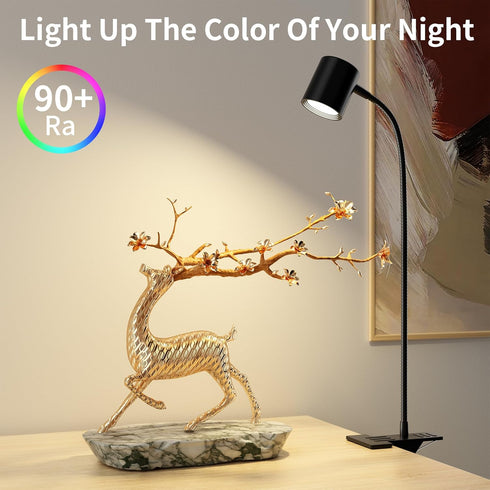 Dott Arts Desk Lamp, USB Clip On Light with 3 Color Modes, 360 Gooseneck Book Light for Home Office