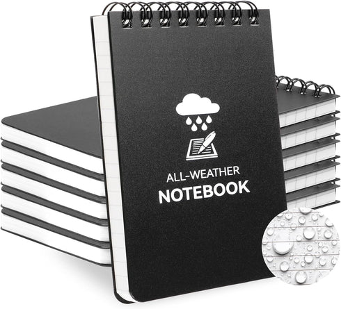Waterproof Pocket Notebook, 3 x 5 Mini Notepad, Weatherproof Stone Paper, 100 Lined Pages, 6 Pack for Outdoor Use