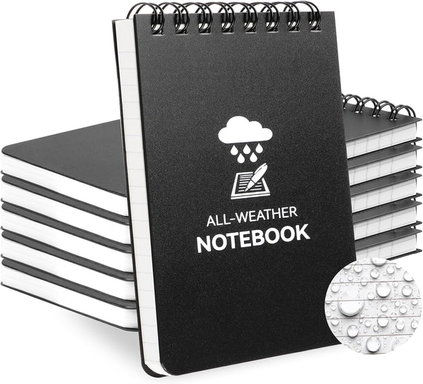 Waterproof Pocket Notebook, 3 x 5 Mini Notepad, Weatherproof Stone Paper, 100 Lined Pages, 6 Pack for Outdoor Use