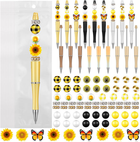 Colarr 24 Sets Plastic Beadable Pens, DIY Making Kit, Assorted Bead Pens for Crafts, Office, School Gifts