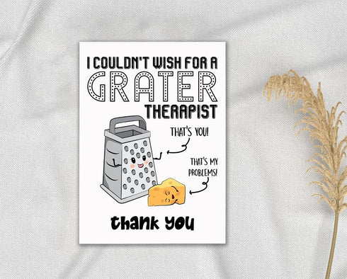 ABSMDesigns Great Therapist Card - Funny Thank You Card - Cute Cheese Card - Therapist Greeting Card - Pretty Thanks