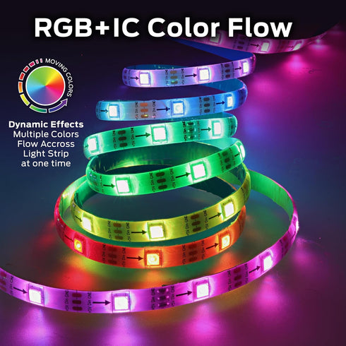25ft 230 Monster Smart RGB+IC LED Strip Lights Sound Reactive Strip Lights for Bedroom, App & Voice Control, RGB Light