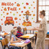 Fall Bulletin Board Decorations with Maple Leaves, Pumpkin, Scarecrow Truck Cutouts and Bulletin Boarder Stickers
