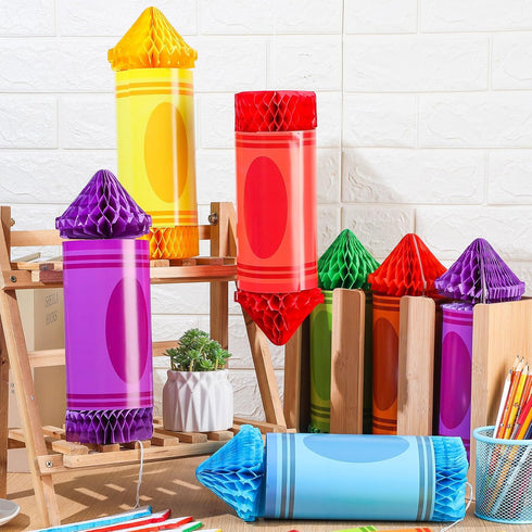 12pcs Retisee Colorful Crayon Paper Lanterns Honeycombs Bulk Crayon Classroom Decorations Daycare Preschool Classroom