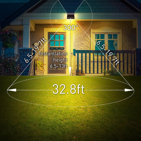 3 IP44 (2 Pack) AURAXY Motion Sensor Outdoor Lights with Optical Lens - Modes, Waterproof Solar Wall Light for Garden