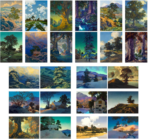 PIXILUV Vintage Postcards (24 pcs 4"x6" each) Fantastic Landscapes Vintage Notecards Saturated Hues Retro Greeting Card Reprint