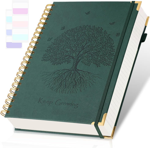 Spiral Notebook, A5 College Ruled Notebook, 300 Pages, Leather Journals for Writing, 5.7" x 8.5", Hardcover Journaling
