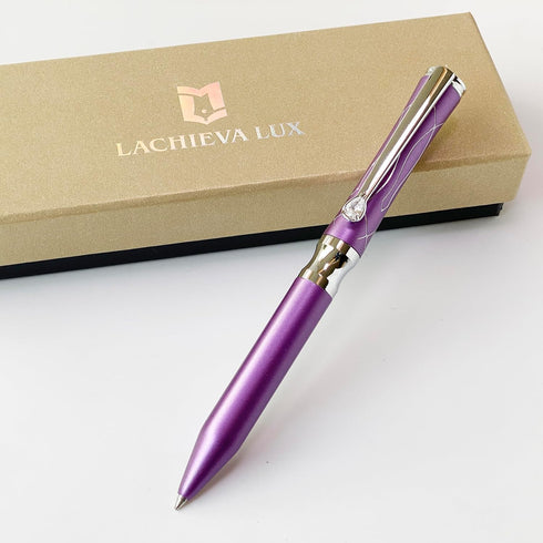 LACHIEVA LUX Elegant Crystal Executive Metal Ballpoint Pen with German-made Refills, Luxury High-End Writing