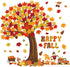 Chivertion 150 Pcs Fall Classroom Tree Bulletin Board Set, Happy Fall Decorations with Maple Leaves and Pumpkins