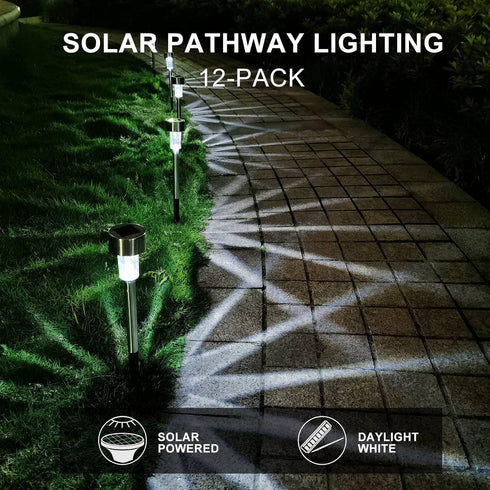 16 Pack Dream Master Solar Lights Outdoor Waterproof, Stainless Steel LED Landscape Lighting, Solar Garden Lights