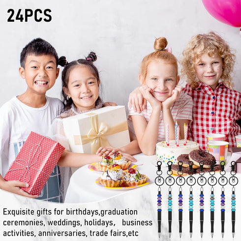 Kosiz 24 Pcs Beadable Pens Kit - Beadable Keychain Bars for DIY Bead Pens, School Thank You Gifts