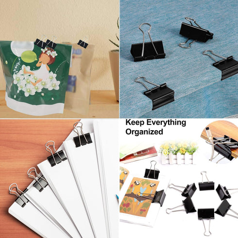Binder Clips Paper Clamps Assorted Size, 200 Pcs in Extra Large, Large, Medium, Small, Extra Small, Mini