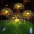 Unihoh Solar Outdoor Warm White Garden Lights, 4 Pack Firework With 120 LED