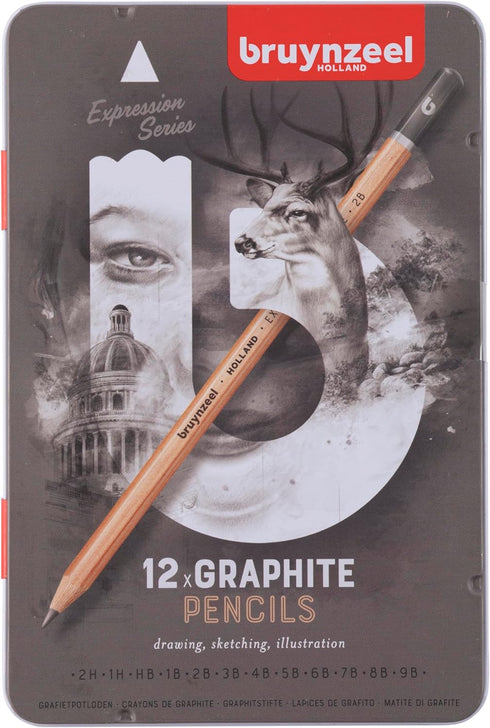Bruynzeel Expression 12-Piece Graphite Pencils Set in Tin