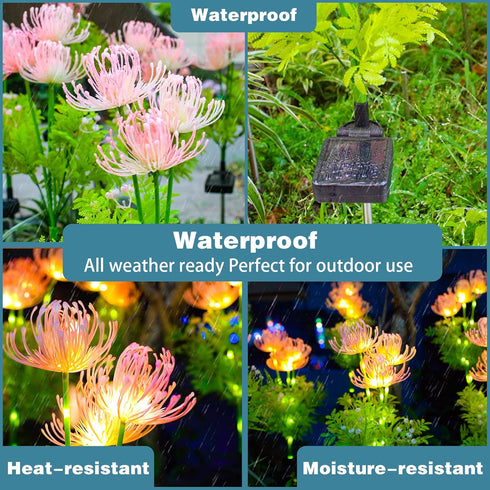 Solar Garden Lights - 2 Pack Solar Flowers Lights with Glowing Flowers & Stems for Outdoor Garden Decoration