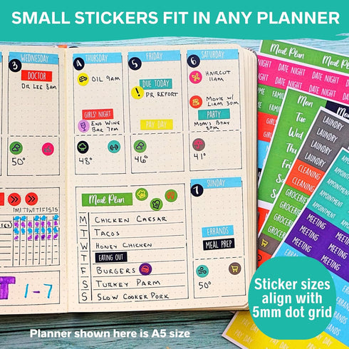 Practical Planner Stickers Value Pack, 48 Sheets, 6 Months of Aesthetic Agenda Stickers for Weekly Planner