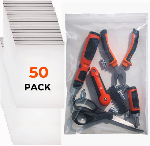 Heavy Duty Zip Bags 5"x8" 6mil Thick 50 Pack - Puncture Resistant Resealable Poly Bags - Great To Store Tools With Sharp Edges, Small Business Packaging Supplies & Home Organisation (5 * 8") by Heefage